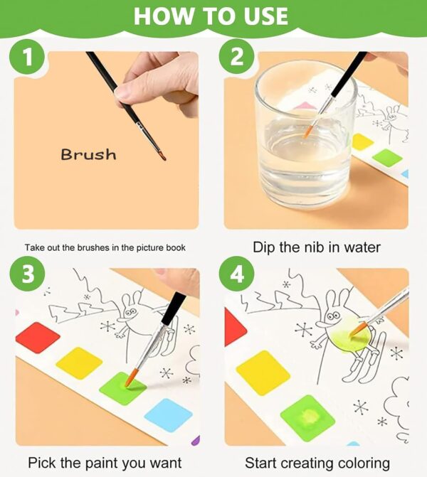 4 in 1 Combo (Magic Water Book, Bread Eraser, Moti Pencil, Painting Book)