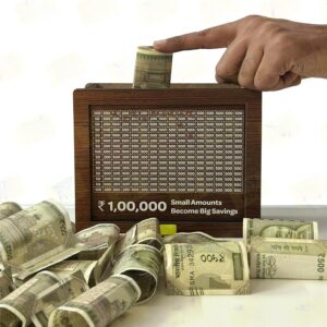 Wooden Piggy Bank with Rs.100000 Numbers