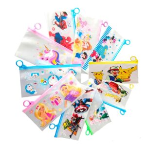 Transparent Cartoon Zip Pouch (10 Pcs) Mixed Designs
