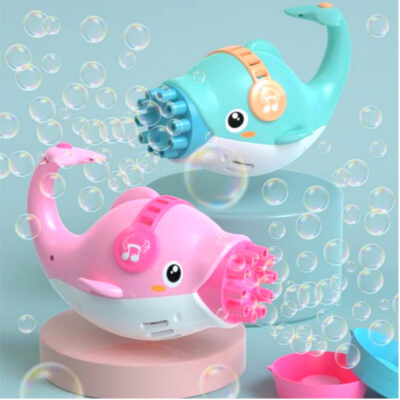 2 Dolphin Bubble Gun for Kids with 100ml Soap Solution (Color as Per Stock)