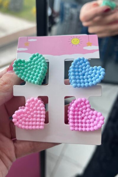 6 Pcs Cute Korean Style Heart Hair Clips