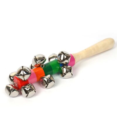 Wooden Non Toxic Colourful Jingle Bell Rattle for Babies