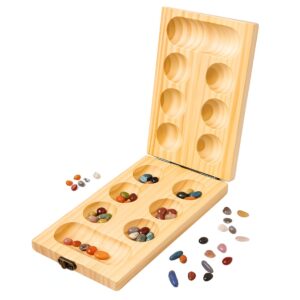 Pallanguzhi Wooden Mancala Board Game Set