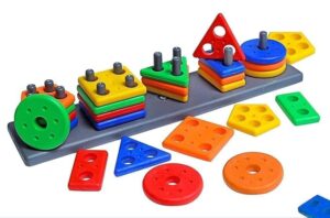 Geometric Shape Sorter Blocks Montessori Toys for Toddlers