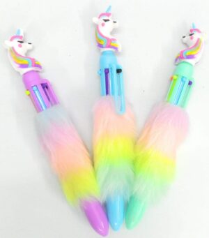 (2 pcs) Multicolor 6-in-1 Unicorn Fur Pen