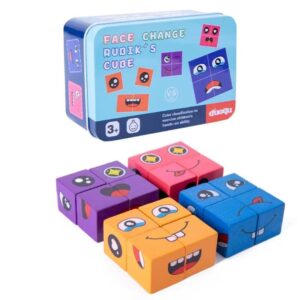Wooden Emoji Face Changing Cube Puzzle