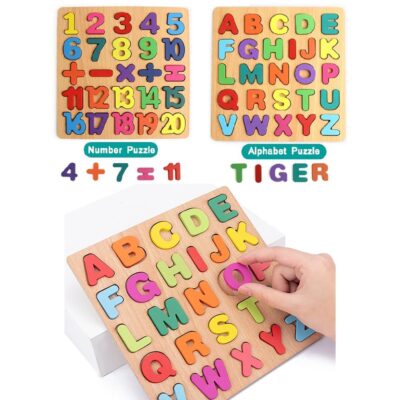 Wooden Alphabets and Number Board Puzzles for Kids