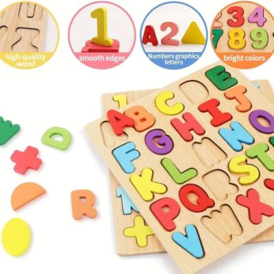 Wooden Alphabets and Number Board Puzzles for Kids
