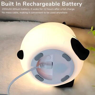 Panda Night Light for Kids - Soft Silicone Rechargeable Lamp with Tap Control