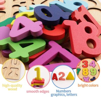 Wooden Alphabets and Number Board Puzzles for Kids
