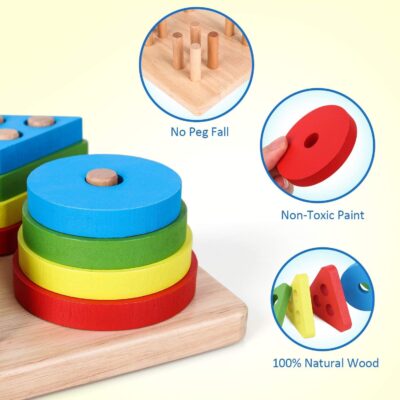 Wooden Geometric Shape Stacker