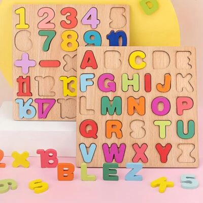 Wooden Alphabets and Number Board Puzzles for Kids