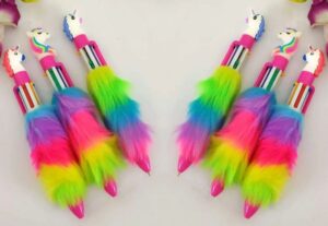 (2 pcs) Multicolor 6-in-1 Unicorn Fur Pen