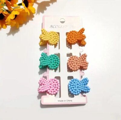 6 Pcs Cute Korean Style Teddy Hair Clips