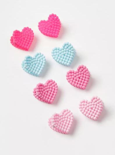 6 Pcs Cute Korean Style Heart Hair Clips