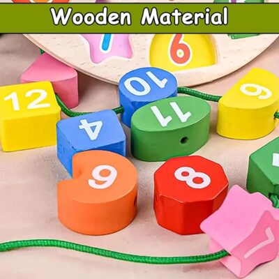 Wooden Learning Clock with Bead Lace