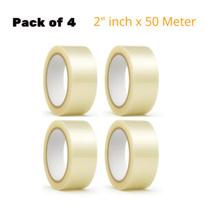 2 Pack of 4 Transparent Tape 2 inch x 50 Meter