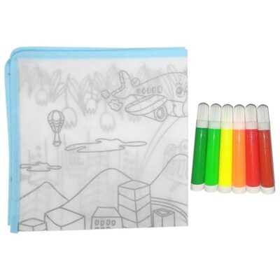 Kids Washable Coloring Mat with 6 Sketch Pens