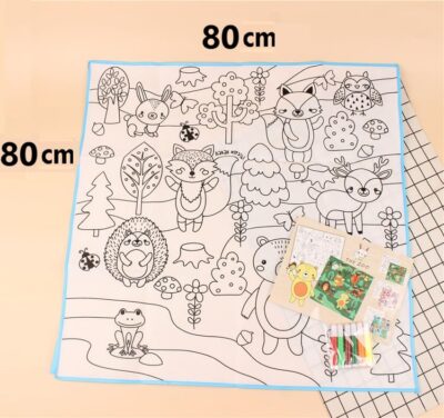 Kids Washable Coloring Mat with 6 Sketch Pens