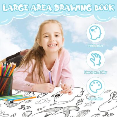Kids Washable Coloring Mat with 6 Sketch Pens