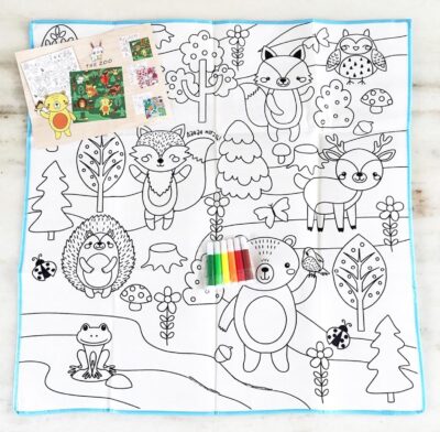 Kids Washable Coloring Mat with 6 Sketch Pens