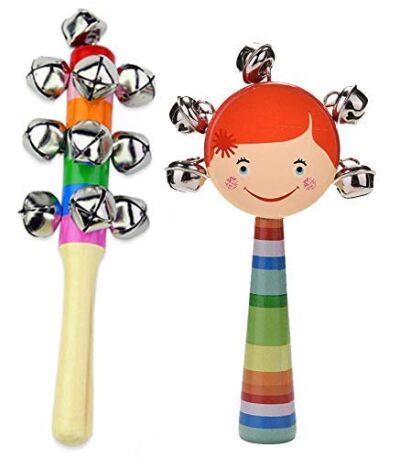Combo of 4 Wooden Rattles and Xylophone for Babies and Kids (Multicolor)