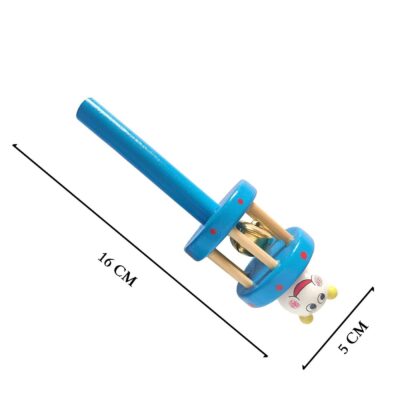 Wooden Non Toxic Colourful Cage Bell Rattle for Babies (Pack of 1)