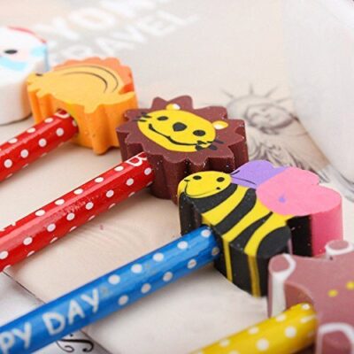 Cartoon Printed Pencils with Eraser (Pack of 6)