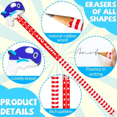 Cartoon Printed Pencils with Eraser (Pack of 6)