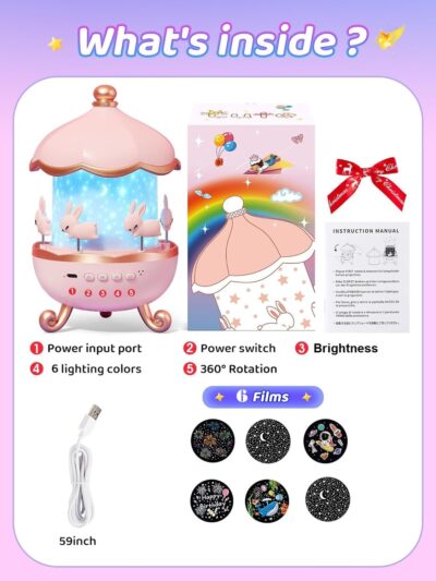 71YOx9caX6L._SL1500_ Bunny Carousel Night Light Projector