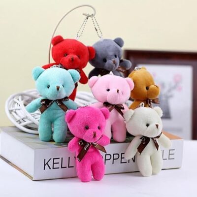 Pack of 6 Cute Plush Teddy Keychains