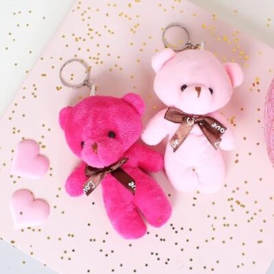 Pack of 6 Cute Plush Teddy Keychains