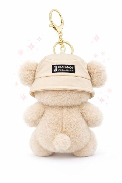 Cute Plush Teddy Bear Hat Keychain