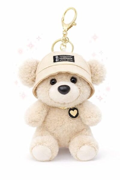 Cute Plush Teddy Bear Hat Keychain